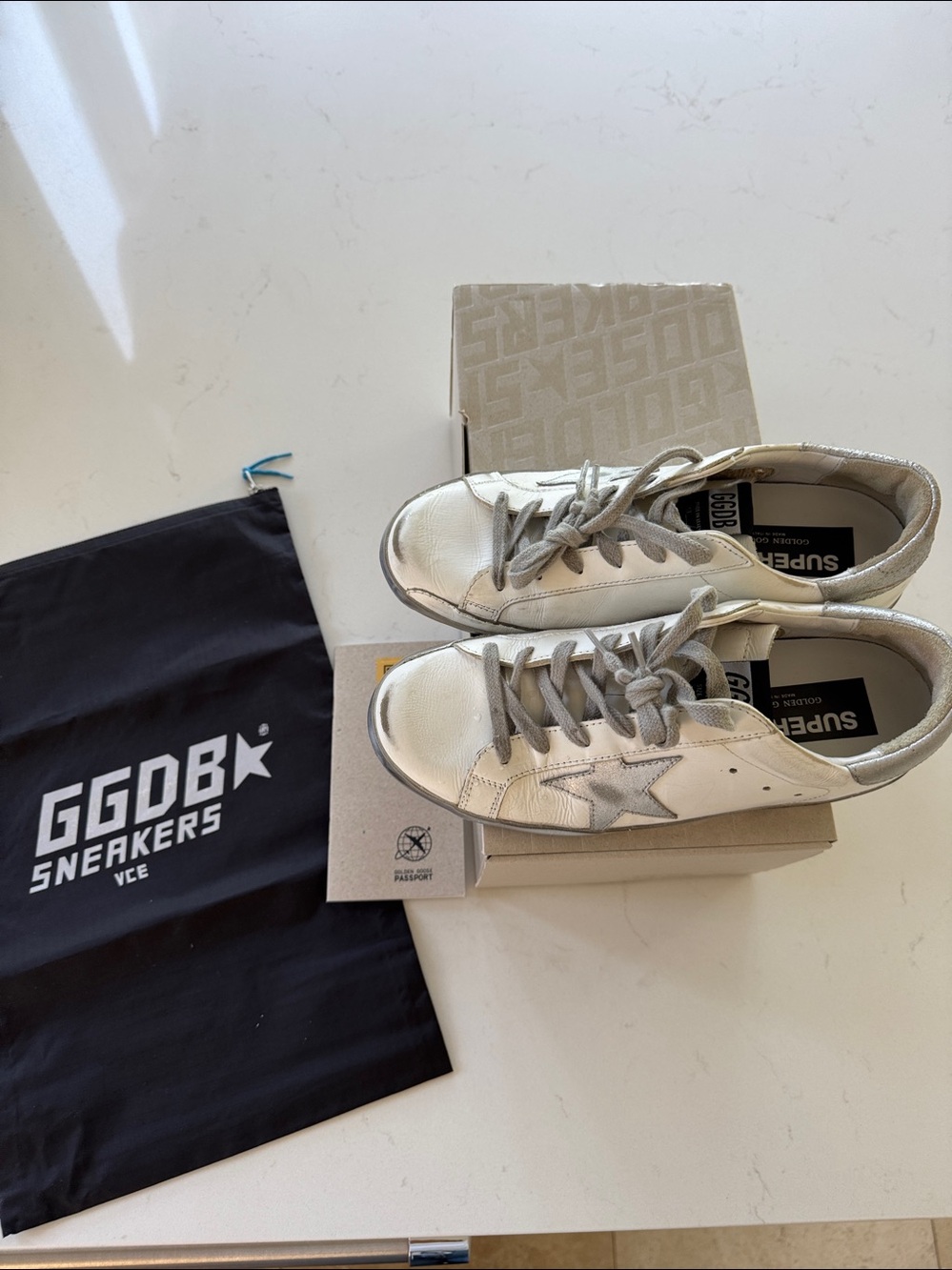 Golden Goose Superstar White Sneakers with Silver Star Sparkle NEW ✨ Sz: 8 38 EU - Picture 6 of 8
